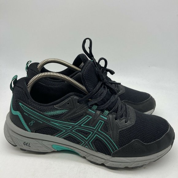 Asics Gel Venture 8 Womens Hiking Trail Running Shoes Black Blue Size 9 EU 40.5 - Picture 1 of 11